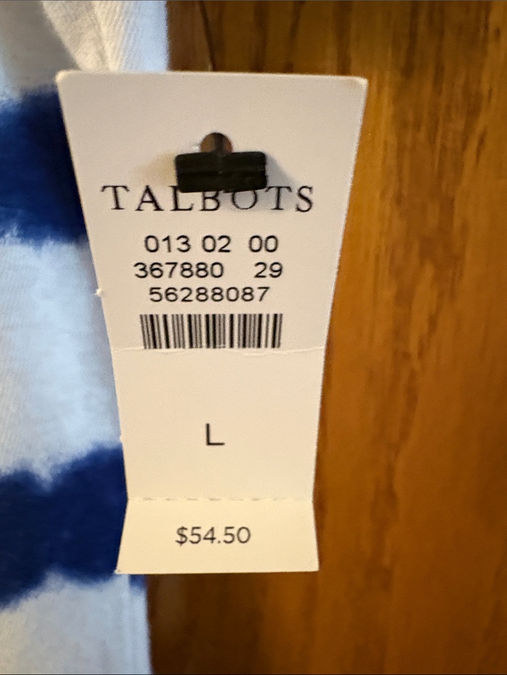 Talbots White and Navy Tie-Dye Stripe Short Sleeve Tee - Picture 5 of 5